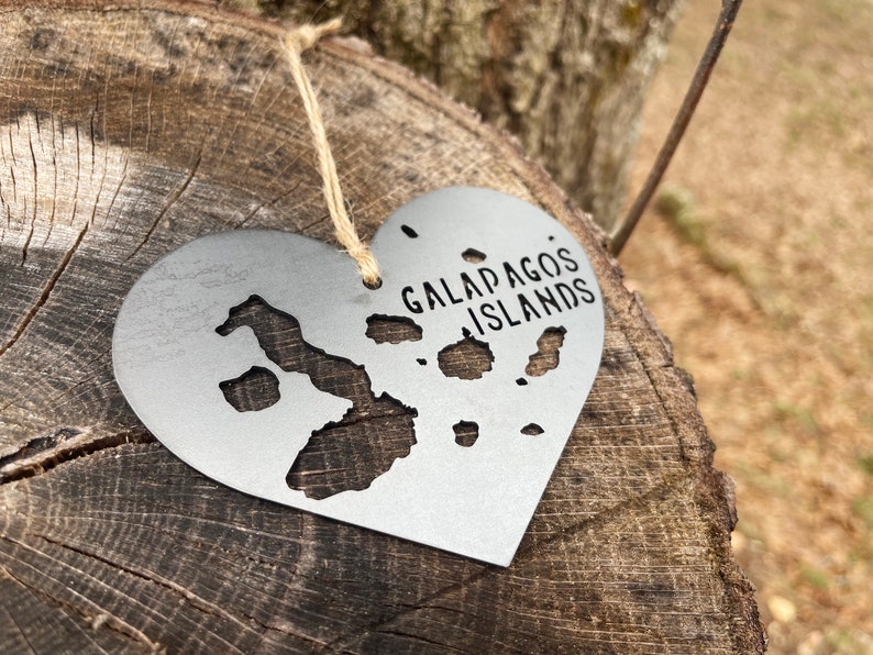 Galápagos Islands Ornament made from Raw Steel Anniversary Gift Sustainable Gift Santiago Island Ecuador Isla Isabela Island Archipelago image 10