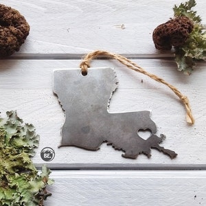 Louisiana State New Orleans Ornament made from Raw Steel Anniversary Gift Wedding Favor Wedding Gift Friends Weekend Host Gift