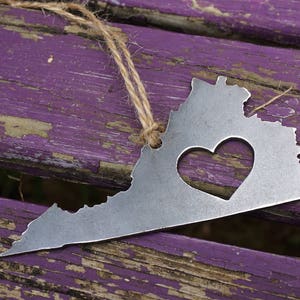Virginia State Ornament made with Raw Steel Anniversary Gift Wedding Gift Party Favor Welcome Gift New House Gift Sustainable Gift image 7