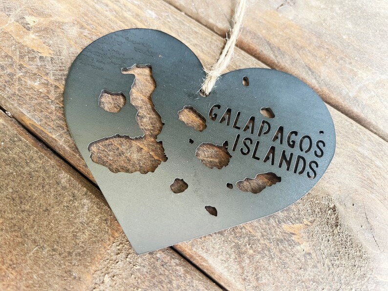 Galápagos Islands Ornament made from Raw Steel Anniversary Gift Sustainable Gift Santiago Island Ecuador Isla Isabela Island Archipelago image 8