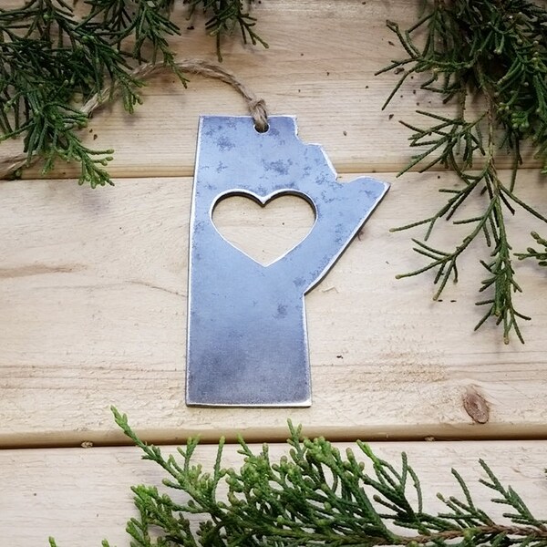Love Manitoba Canada Steel Ornament Metal Christmas Tree Ornament Host Gift Keepsake Travel By BE Creations