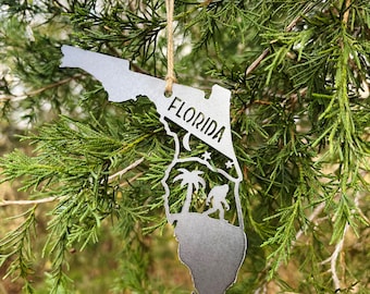 Florida State Yeti Bigfoot Sasquatch Scene Metal Ornament made from Raw Steel Anniversary Gift Eco Friendly Swamp Adventure Gift