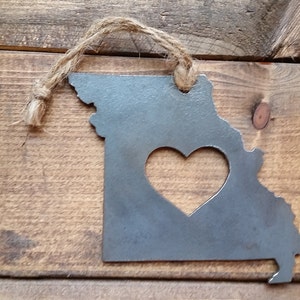 Missouri State Ornament made from Raw Steel Anniversary Gift Stocking Stuffer House Warming Gift Sustainable Gift Wedding Gift image 6