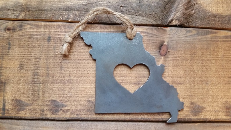 Missouri State Ornament made from Raw Steel Anniversary Gift Stocking Stuffer House Warming Gift Sustainable Gift Wedding Gift image 6