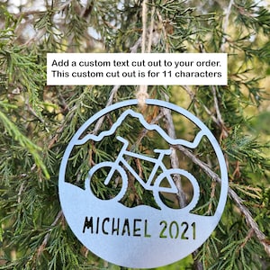 Mountain Biking Ornament made from 14g Raw US Steel Sustainable Gift Adventure Gift Explore Biking Gift Ride Bikes up to 12 Characters