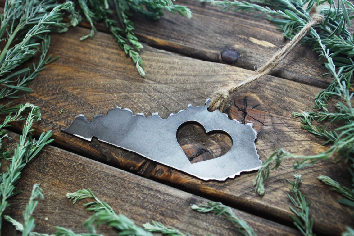 Kentucky State Ornament Made From Recycled Raw Steel Christmas Etsy