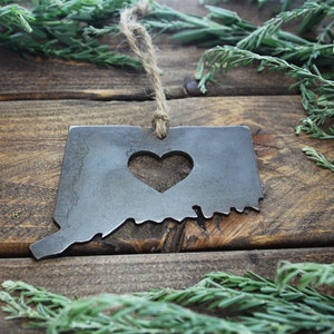 Connecticut State Ornament Made from Recycled Raw Steel Christmas Tree Decoration Host Gift Wedding Gift Housewarming Gift Rustic Metal image 7