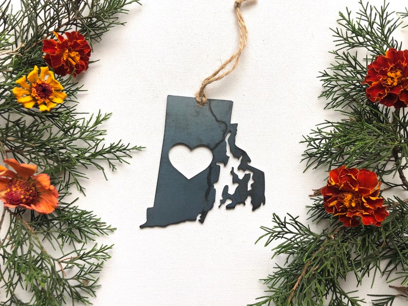 Rhode Island State Ornament Made from Raw Steel Christmas Tree Decoration Host Gift Wedding Gift Housewarming Gift Party Favor image 2