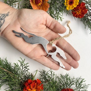 Greyhound Dog Ornament with Heart made from Recycled Raw Steel Rustic Farmhouse Pet memorial Pet Loss Gift Dog Love Sustainable Christmas image 5