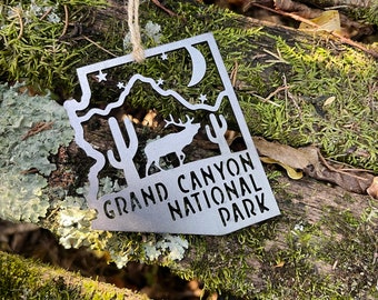 Arizona State Grand Canyon National Park Elk Scene Metal Ornament made from Raw Steel Anniversary Gift South Western Adventure Flagstaff