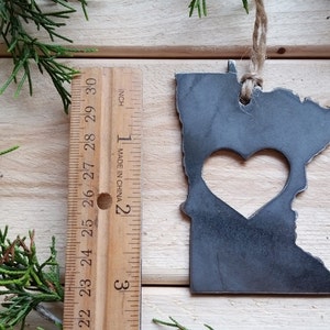 Minnesota State Ornament Made from Raw Steel Christmas Decoration Host Gift Wedding Gift Housewarming Gift Sustainable Gift image 9