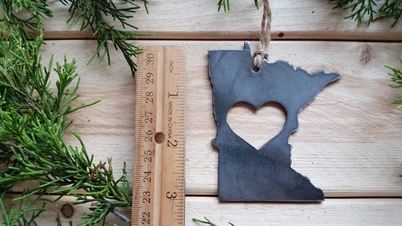 Minnesota State Ornament Made from Raw Steel Christmas Decoration Host Gift Wedding Gift Housewarming Gift Sustainable Gift image 9