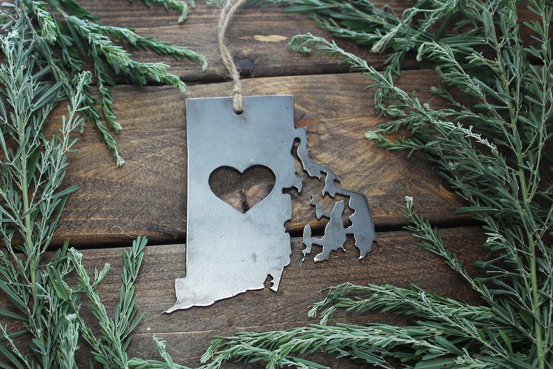 Rhode Island State Ornament Made from Raw Steel Christmas Tree Decoration Host Gift Wedding Gift Housewarming Gift Party Favor image 4