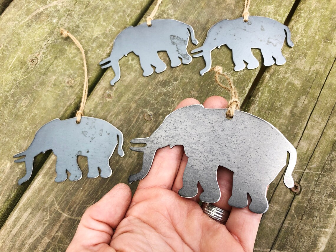 Elephant Ornament made from Sustainable Raw Steel Friendship Etsy
