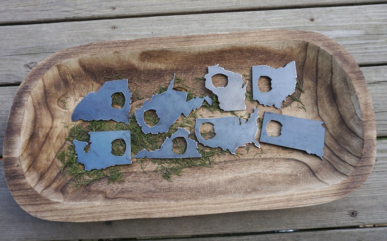 State Bottle Opener made from Recycled Raw Steel Metal Wedding favor party House warming gift Beer Rustic Farmhouse Gift Anniversary Gift image 6