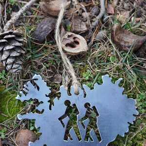 Iceland Hikers Metal Heirloom Ornament made from raw steel image 3