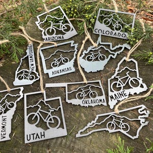 Pick your STATE Mountain BIKE Raw Steel Ornament