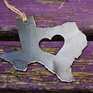 Texas State Ornament Sustainable Gift Steel Anniversary Gift Bag Tag Gift Tag Wedding Favor Rustic Farmhouse Decoration Valentines Day Gift image 7