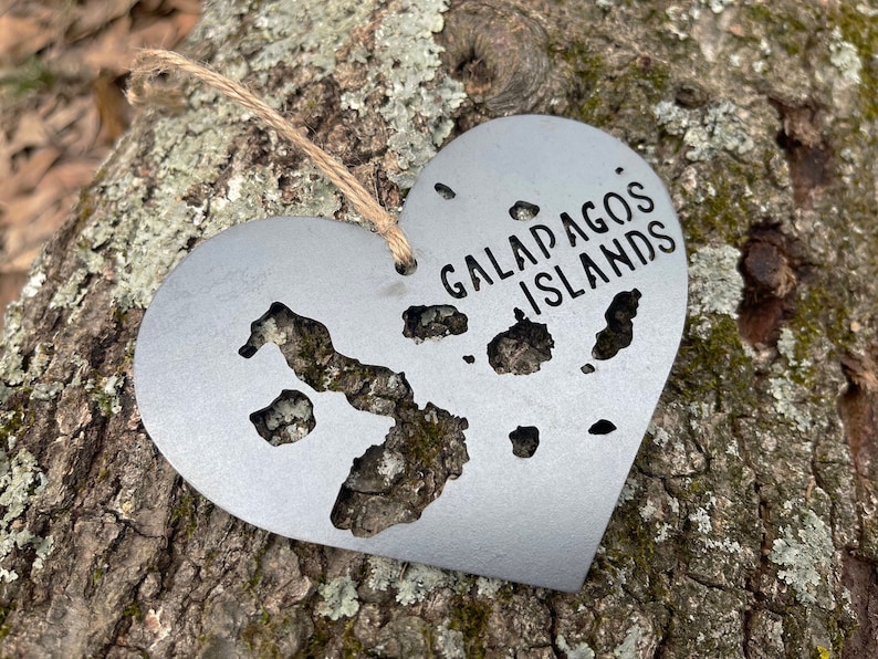 Galápagos Islands Ornament made from Raw Steel Anniversary Gift Sustainable Gift Santiago Island Ecuador Isla Isabela Island Archipelago image 1