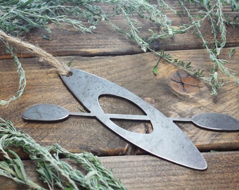 Kayak Christmas Ornament Metal Christmas Tree Ornament Holiday Gift Industrial Decor Wedding Favor By BE Creations