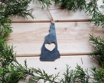 New Hampshire State Ornament Made from Raw Steel Christmas Tree Decoration Host Gift Wedding Gift Housewarming Gift Rustic Farmhouse Decor