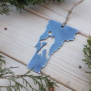 Vermont Hiker Christmas Ornament VT Metal State Heart Christmas Tree Ornament Holiday Gift Industrial Decor Wedding Favor By BE Creations