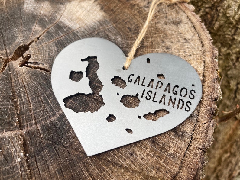 Galápagos Islands Ornament made from Raw Steel Anniversary Gift Sustainable Gift Santiago Island Ecuador Isla Isabela Island Archipelago image 5