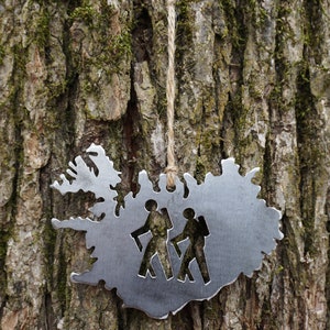 Iceland Hikers Metal Heirloom Ornament made from raw steel image 5