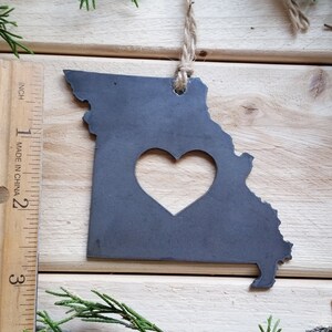 Missouri State Ornament made from Raw Steel Anniversary Gift Stocking Stuffer House Warming Gift Sustainable Gift Wedding Gift image 3