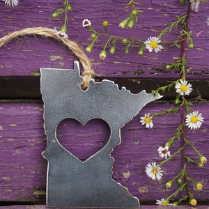 Minnesota State Ornament Made from Raw Steel Christmas Decoration Host Gift Wedding Gift Housewarming Gift Sustainable Gift image 5