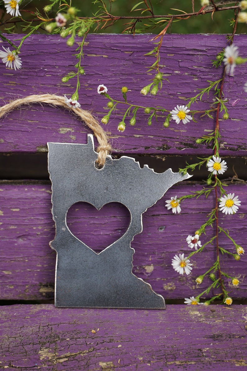 Minnesota State Ornament Made from Raw Steel Christmas Decoration Host Gift Wedding Gift Housewarming Gift Sustainable Gift image 5