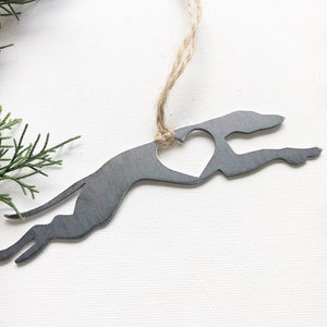 Greyhound Dog Ornament with Heart made from Recycled Raw Steel Rustic Farmhouse Pet memorial Pet Loss Gift Dog Love Sustainable Christmas image 8