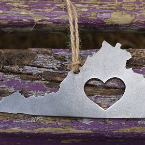Virginia State Ornament made with Raw Steel Anniversary Gift Wedding Gift Party Favor Welcome Gift New House Gift Sustainable Gift image 6