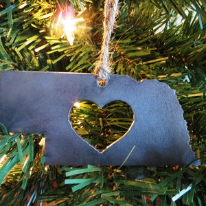 Nebraska State Ornament Made from Raw Steel Rustic Farmhouse Decor Wedding Favor Anniversary Gift Housewarming Gift Sustainable Gift image 5