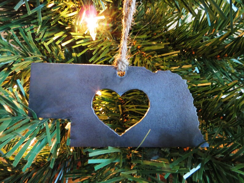 Nebraska State Ornament Made from Raw Steel Rustic Farmhouse Decor Wedding Favor Anniversary Gift Housewarming Gift Sustainable Gift image 5