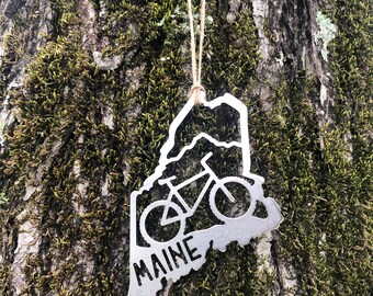 Maine State Mountain Bike Ornament Made From Recycled Raw Etsy 日本