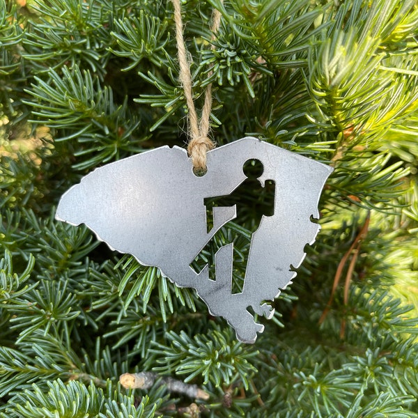 South Carolina State Hiker Metal Ornament made from Raw Steel Sustainable Adventure Gift Traveler Keepsake Gift Outdoors Wanderer Adventure