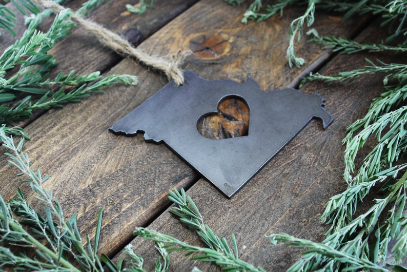 Missouri State Ornament made from Raw Steel Anniversary Gift Stocking Stuffer House Warming Gift Sustainable Gift Wedding Gift image 5