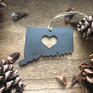 Connecticut State Ornament Made from Recycled Raw Steel Christmas Tree Decoration Host Gift Wedding Gift Housewarming Gift Rustic Metal image 4