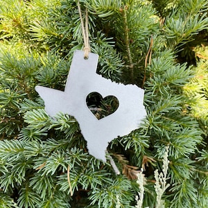 Texas State Ornament Sustainable Gift Steel Anniversary Gift Bag Tag Gift Tag Wedding Favor Rustic Farmhouse Decoration Valentines Day Gift image 1