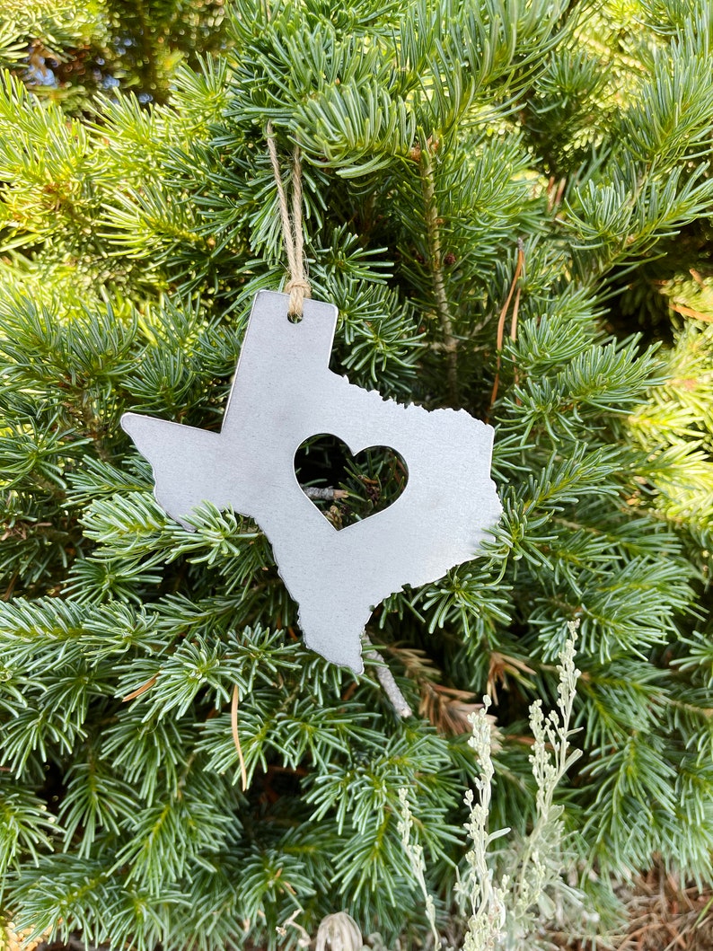 Texas State Ornament Sustainable Gift Steel Anniversary Gift Bag Tag Gift Tag Wedding Favor Rustic Farmhouse Decoration Valentines Day Gift image 1