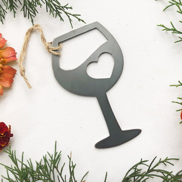 Wine Metal Ornament made from raw steel