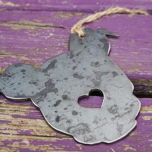 Puppy Dog Ornament with Heart Made from Recycled Raw Steel Metal Dog Ornament Christmas Tree Fur Baby Gift Rescue Dog Gift Pet Memorial image 6