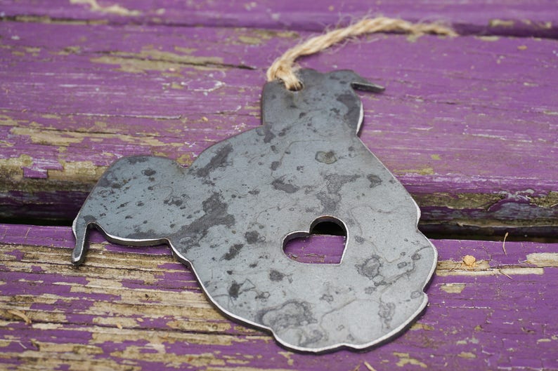 Puppy Dog Ornament with Heart Made from Recycled Raw Steel Metal Dog Ornament Christmas Tree Fur Baby Gift Rescue Dog Gift Pet Memorial image 6