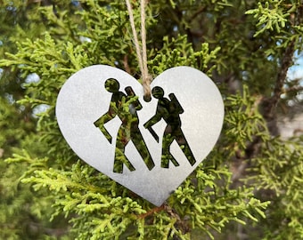 Hikers Metal Christmas Ornament Love Hiking Adventure Awaits Exploring Trails Wander Explore Backpacking Back Country  Saunter Drift