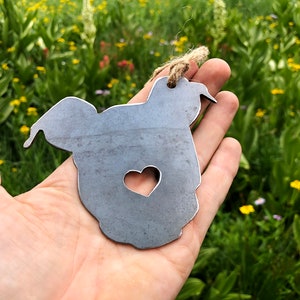 Puppy Dog Ornament with Heart Made from Recycled Raw Steel Metal Dog Ornament Christmas Tree Fur Baby Gift Rescue Dog Gift Pet Memorial image 9