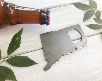 Connecticut State Bottle Opener Made from Raw Steel Rustic Farmhouse Kitchen Bar Wedding Anniversary Bridal Birthday Gifts Rustic Farmhouse