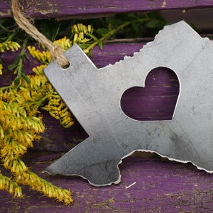 Texas State Ornament Sustainable Gift Steel Anniversary Gift Bag Tag Gift Tag Wedding Favor Rustic Farmhouse Decoration Valentines Day Gift image 5
