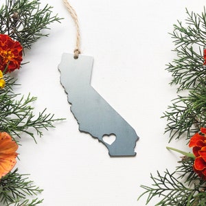 California State Ornament with tiny heart over Los Angeles Christmas Ornament Sustainable Gift Holiday Gift Housewarming Gift Stocking image 6