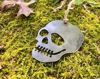 Bone Skull Ornament Rustic Metal Christmas Tree Ornament Holiday Gift Industrial Decor Wedding Favor By BE Creations